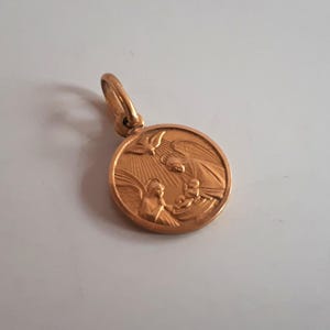 Antique 18K Gold Jesus Birth Pendant, Ricordo del Battesimo