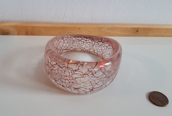 Statement clear transparent crackled wine red luc… - image 5