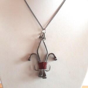 unisex OOAK Vintage lucky horseshoe nails big pendant necklace silver metal chain