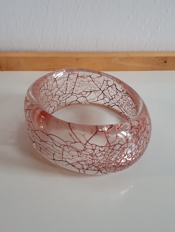 Statement clear transparent crackled wine red luc… - image 1