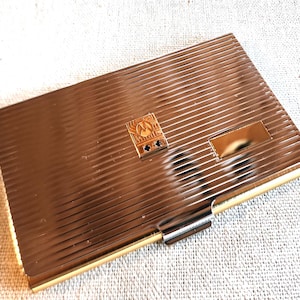 Vintage Goldplatte und glänzend silberner Metall Visitenkartenhalter mit Motorola-Logo verkrusteten blauen Saphir-Edelstein unbenutzt