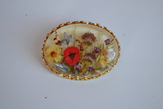 Exquisite Vintage miniature dried flowers pansy p… - image 2