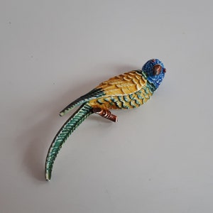 vintage colorful enamel parrot bird brooch pin