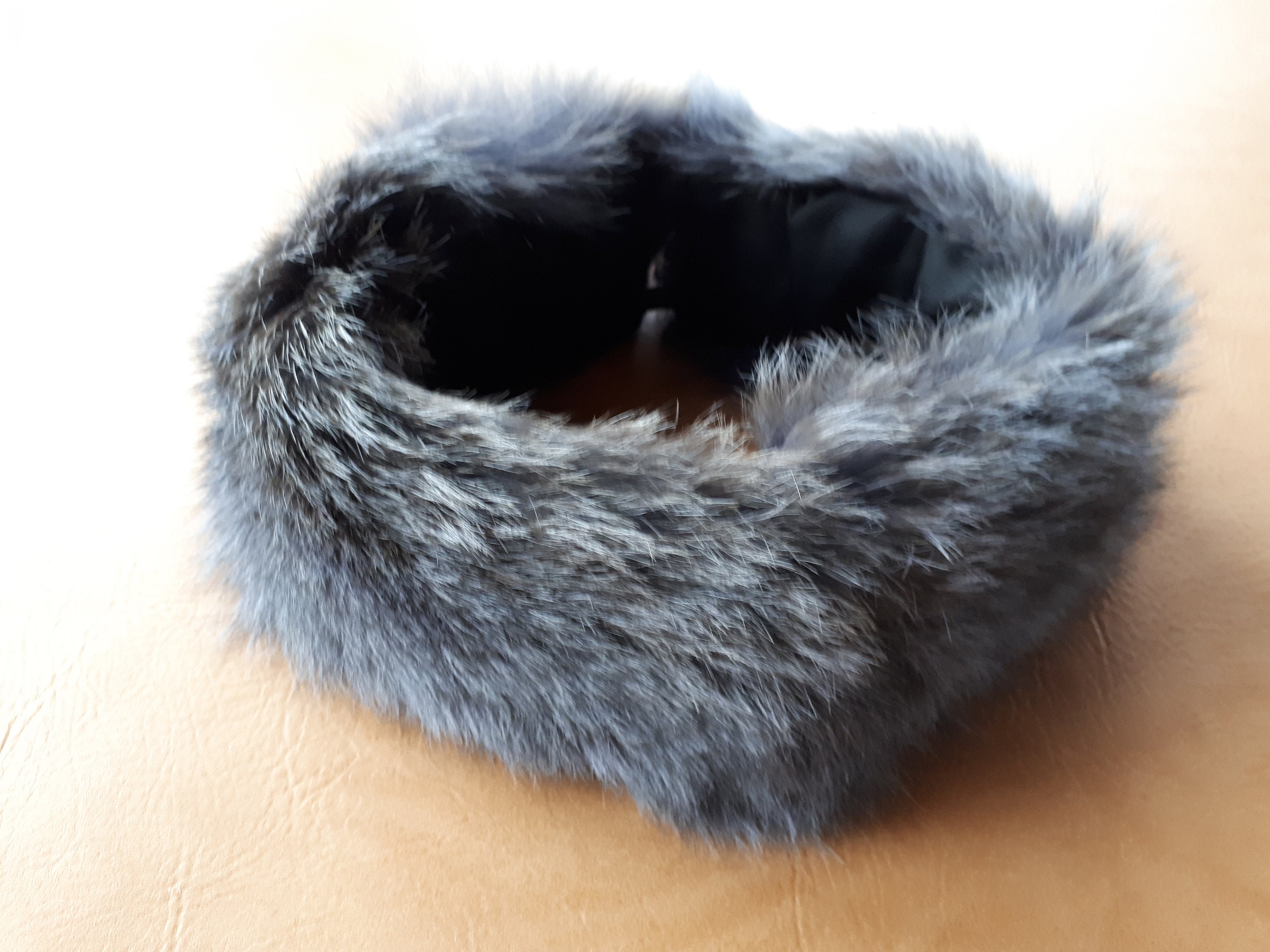 Grey headband with bow and dyed blue fox adornment Blue Fox Headband - Etsy main image 3