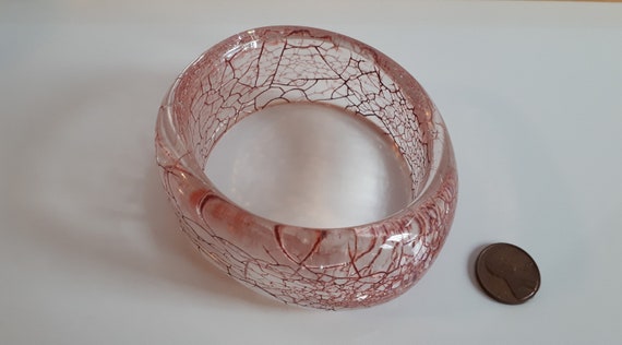 Statement clear transparent crackled wine red luc… - image 4