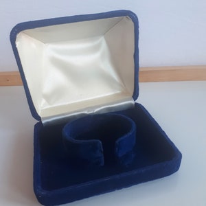 Vintage blue silk velvet jewelry box for bracelet or wristwatch empty