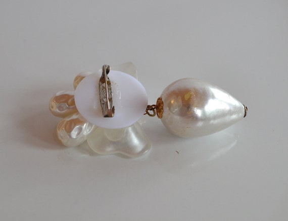Oversize Vintage RETRO faux pearl rhinestone luci… - image 6