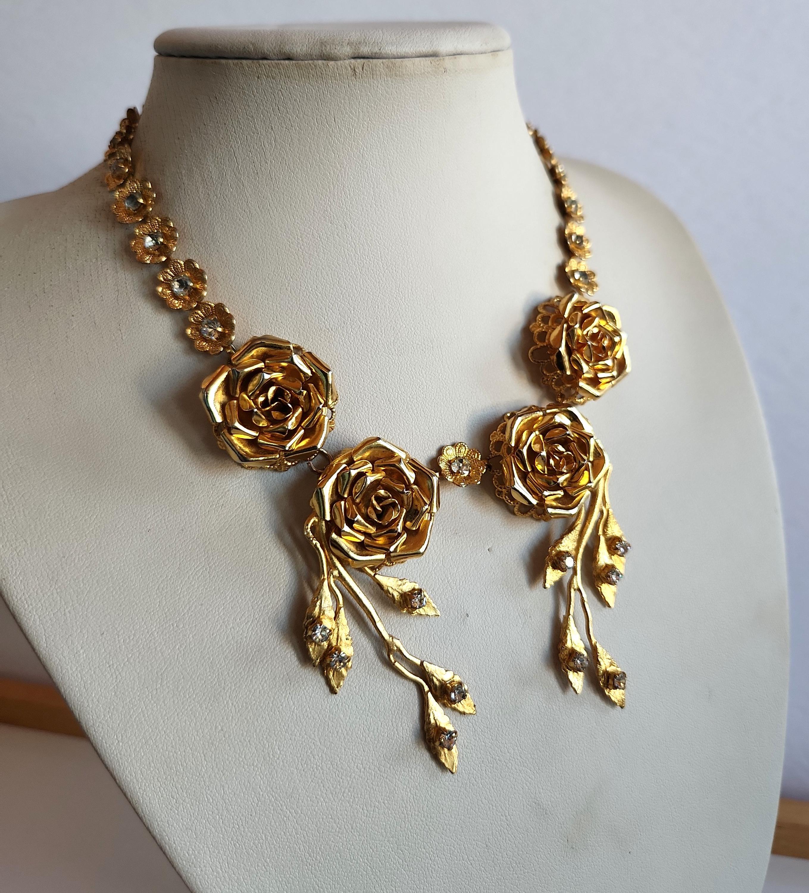 Octwine Vintage Rose Choker Necklace – Gold Bead Dangle Necklace For Women, Simple Elegant Jewelry - View #11