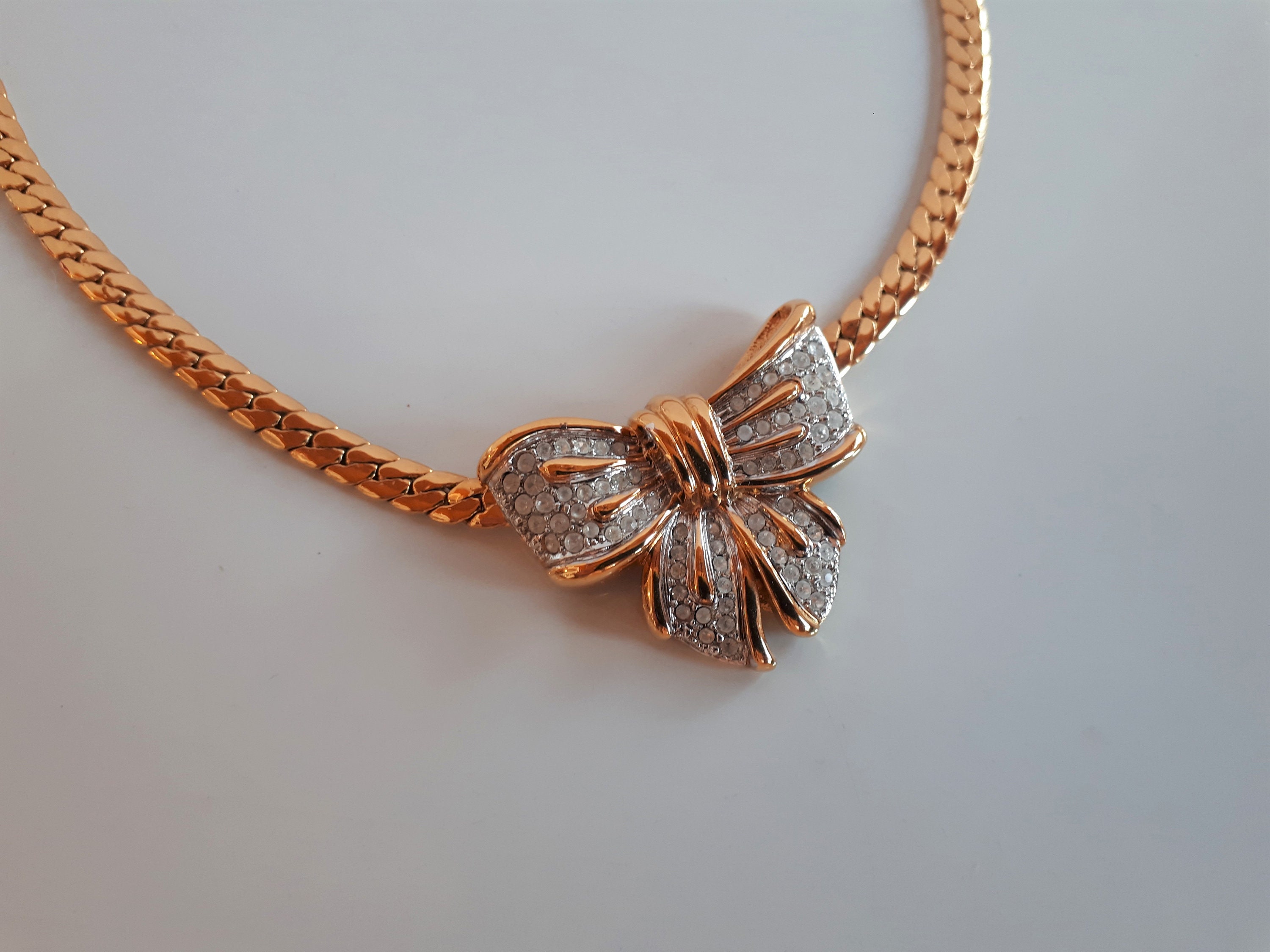 Vintage LANVIN Germany Signed Gold Plate Pave Rhinestone Bow Vintage LANVIN Germany Signed Gold Plate Pave Rhinestone Bow