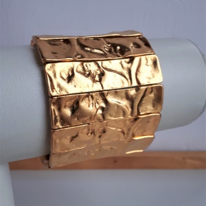 Statement massive Vintage KENNETH LANE KJL gesigneerde gouden plaat modernistische stretch armband