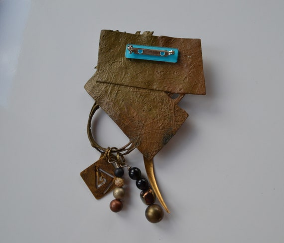 unique STATEMENT Vintage painted mixed material w… - image 2