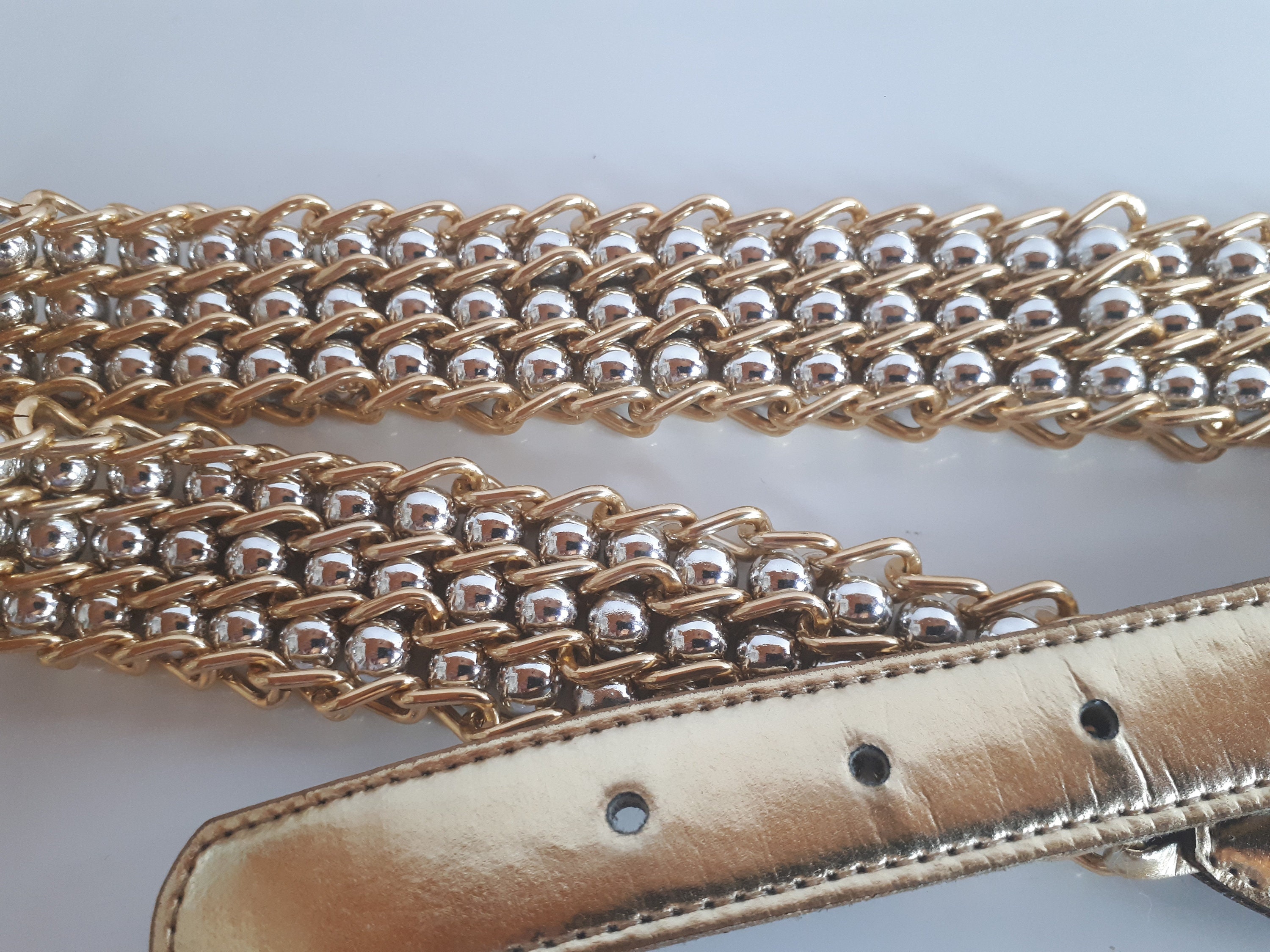 Vintage mesh and cabachon bead chain belt Vintage Cabochon Chain Belt - Etsy main image 4