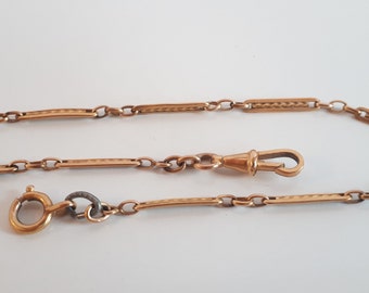 Chaîne Giletière De Montre Antique Or 18k Avec Fermoir Mousqueton - Circa 1900 - Occasion