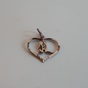Vintage heart with couple in love sterling silver 925 pendant or charm, romantic gift,