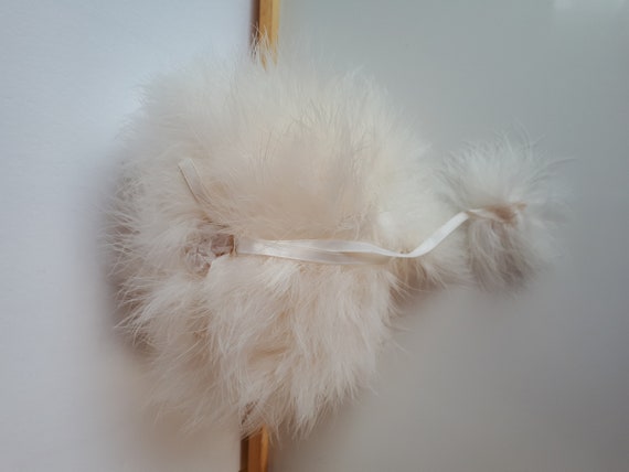 Wedding Bride white ostrich feathers handmuff han… - image 5