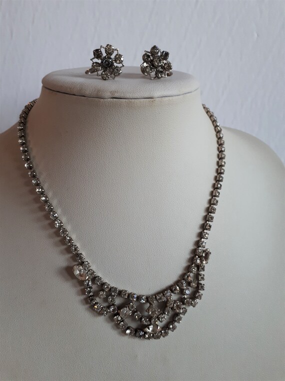 Vintage 50s CONTINENTAL Signed Prong Set Crystal Rhinestone