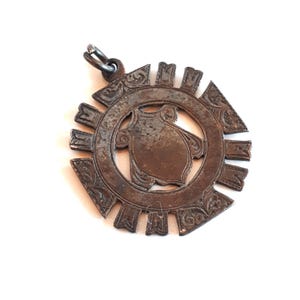 Antique Museum piece Quebec Canada sterling silver shield medal pendant engraved Hon. Honoré Mercier politician name memorabilia