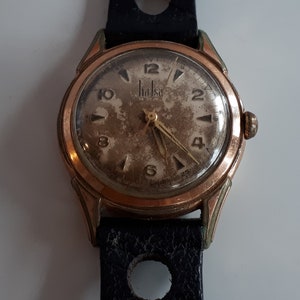 rare old Vintage HALSA Swiss made gold plate men mechanical wristwatch working COLLECTOR piece