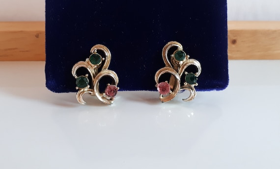 Boucles D'oreilles Vintage Dorées à Strass - Clips Métal Doré - Élégantes Et Rétro
