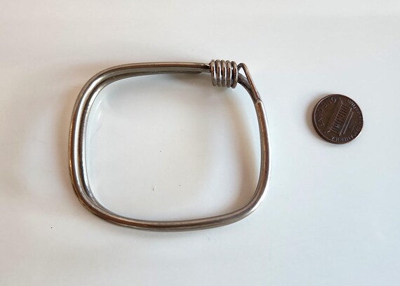 Wirework metal square bangle bracelet unique vint… - image 4