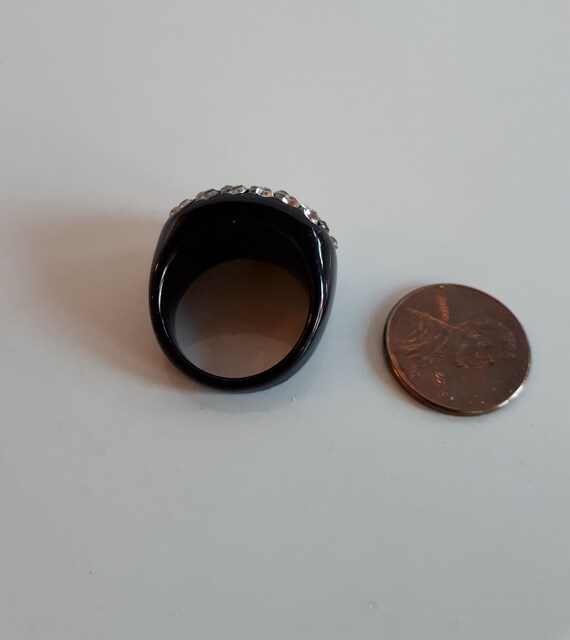 Bold statement black lucite plastic encrusted pav… - image 4