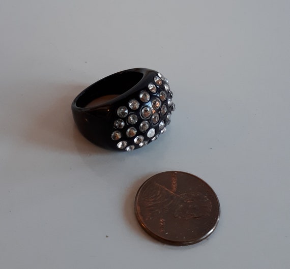 Bold statement black lucite plastic encrusted pav… - image 2