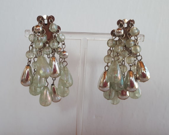 STATEMENT silver and pale green iridescent froste… - image 1