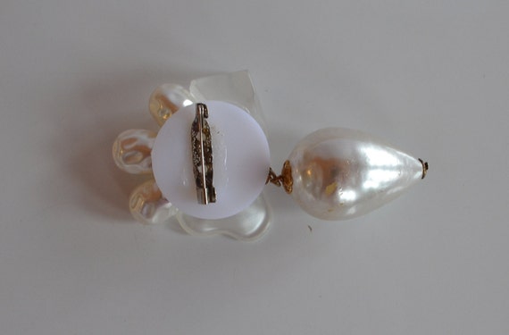 Oversize Vintage RETRO faux pearl rhinestone luci… - image 7