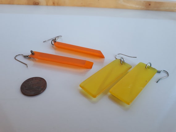 STATEMENT Retro Vintage Lot 2 pair hand cut dangl… - image 6