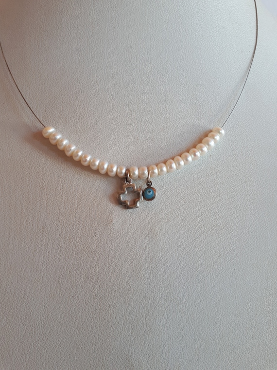 Delicate minimalist wire and white cultured pearl… - image 4