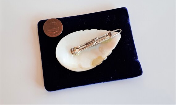 Big Vintage hand carved mother of pearl MOP leaf … - image 4