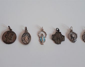 Vintage antique religious saint medal charm pendant your choice