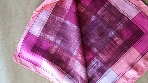 Vintage silk scarf abstract geometric design pink… - image 4