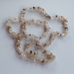 Precious Citrine rock crystal rutilated quartz  chunky gemstone chips necklace