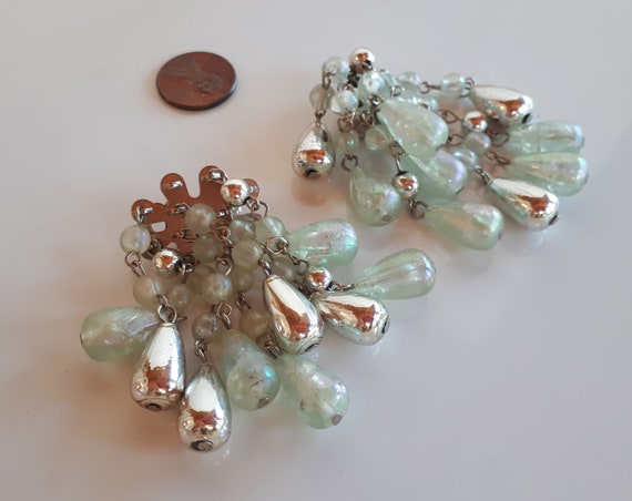 STATEMENT silver and pale green iridescent froste… - image 3