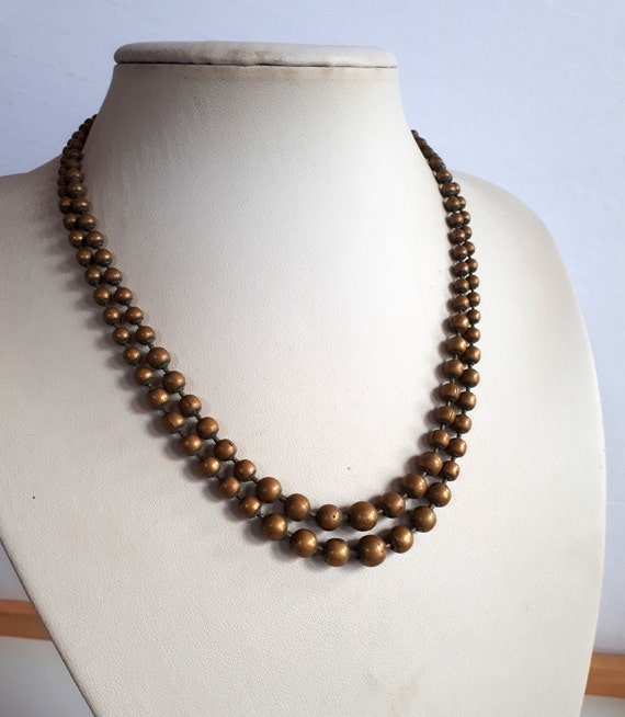 ANTIQUE VICTORIAN solid brass 2 rows graduated be… - image 1