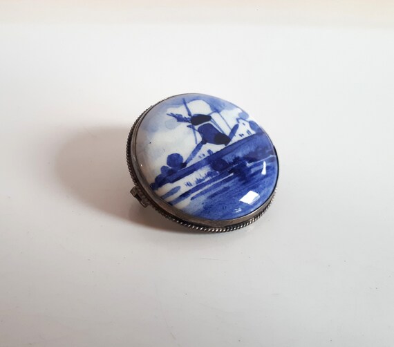 Antique signed Delft Holland porcelain round came… - image 3