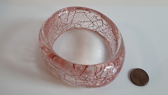 Statement clear transparent crackled wine red luc… - image 3