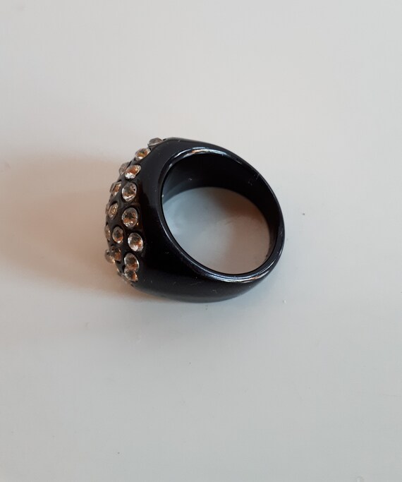 Bold statement black lucite plastic encrusted pav… - image 3