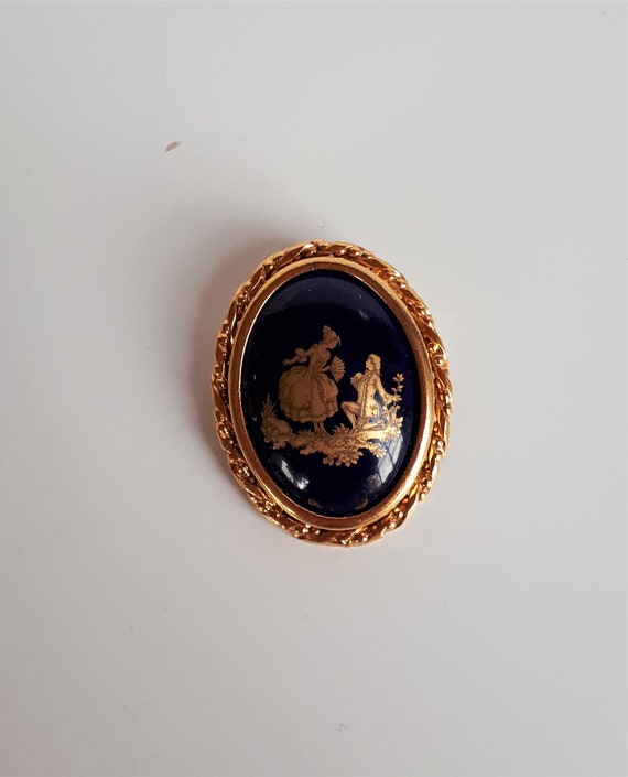 Antique French Limoges black porcelain '' Wedding