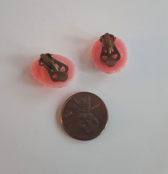 Vintage molded pink lucite plastic encrusted rhin… - image 2