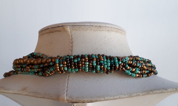 STATEMENT massive Boho multi-strand glass seed ti… - image 4