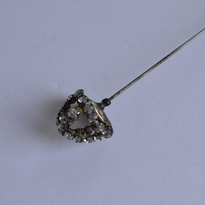 SCARCE long 8 inches Antique Victorian encrusted clear paste stone hat pin stick AS IS