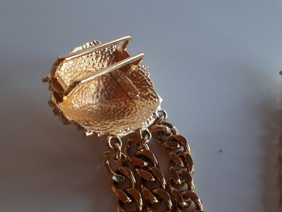 Vintage Accessocraft Lion Head Gold-tone Chain Belt Buckle  display picture 2