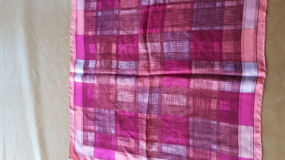 Vintage silk scarf abstract geometric design pink… - image 2