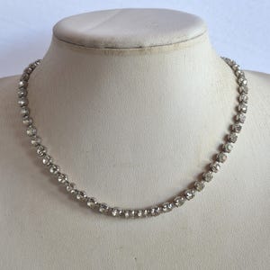 ART DECO Jay Flex Canada gesigneerde sterlingzilveren doorzichtige plakken strass kraag choker ketting
