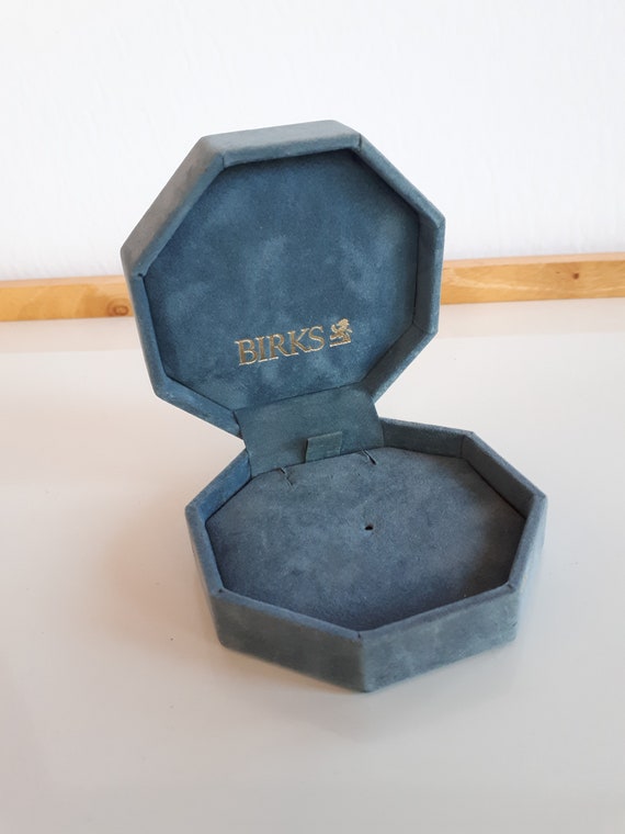Vintage BIRKS Montreal Grey Blue Faux Suede Luxury Hexagon Jewelry Box for  Jewelry Set Brooch and Earrings Empty 