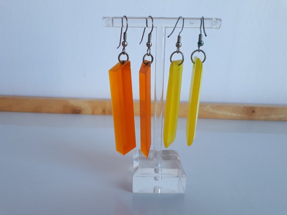 STATEMENT Retro Vintage Lot 2 pair hand cut dangl… - image 3