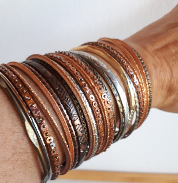 BOHO large lot collection stack bangle bracelets … - image 3