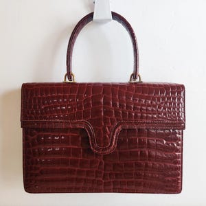 Élégant sac à main vintage de luxe pour femmes DANO Milano Brussels en cuir gaufré bordeaux avec poignée supérieure